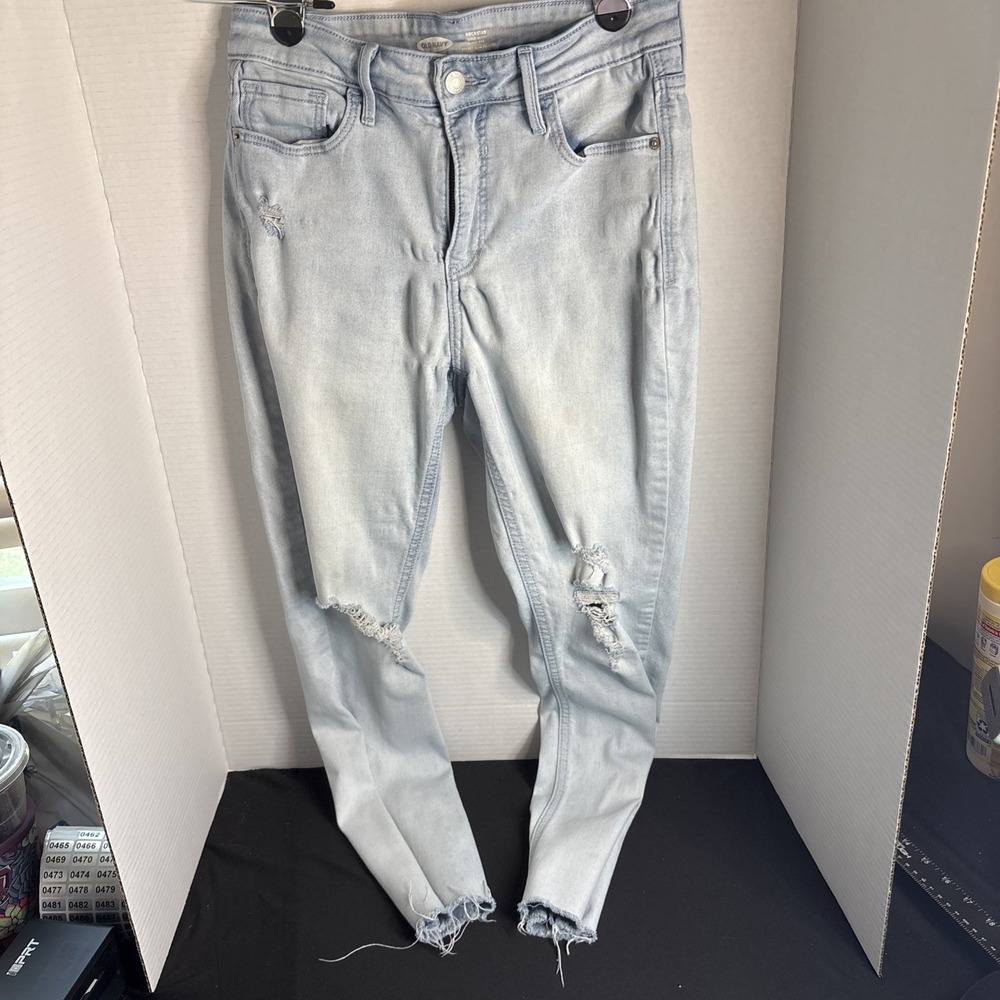 Old Navy Rockstar Super Skinny High Rise Light Wash Blue Denim Jeans Women 8